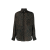 Chemise à imprimé léopard noir kaki chocolat