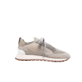 Baskets basses à empiècements en daim gris beige irisé