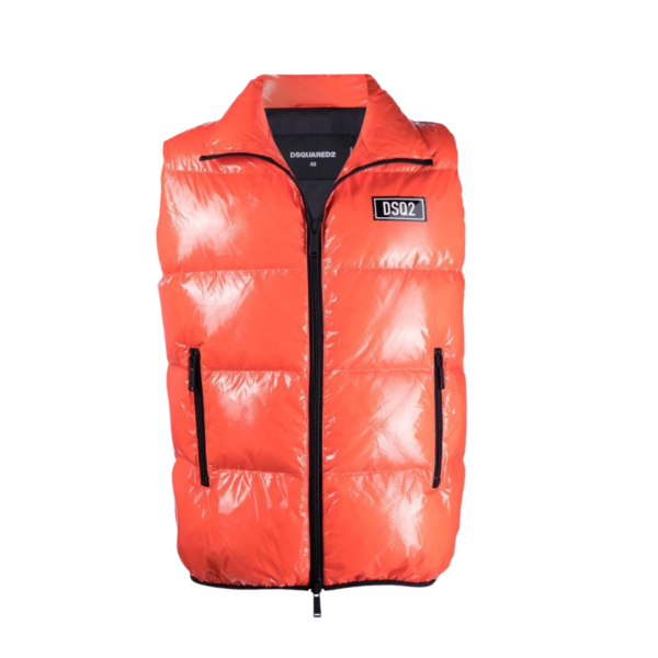Doudoune sans manches gilet matelassée à effet brillant orange