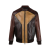 Blouson veste zippée colour block cuir brun marron jaune