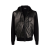 Blouson réversible à capuche bi matière cuir tricot manches noir