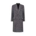 Manteau long croisé double boutonnage alpaga gris chiné
