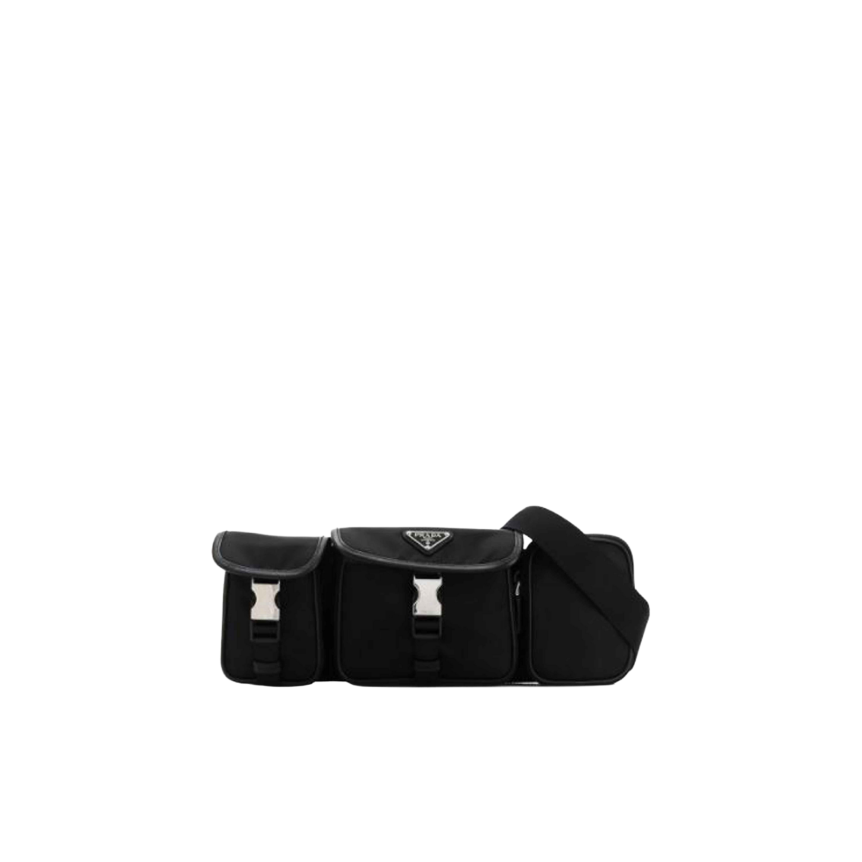 Sac banane à design multipoches nylon noir