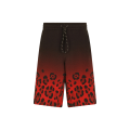Bermuda de jogging en jersey de coton à imprimé léopard rouge noir