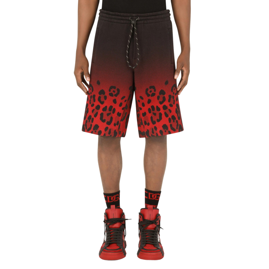 dolce-gabbana-bermuda-de-jogging-en-jersey-de-coton-a-imprime-leopard-rouge-noir