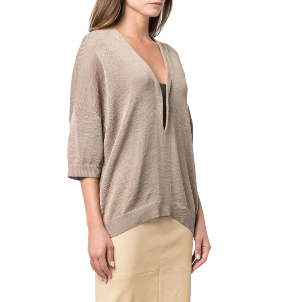 brunello-cucinelli-pull-col-v-manches-34-coton-marron-strass